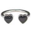 Open Heart Sterling Silver Black Onyx Ring