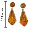 14K Gold Plated Cognac Amber Kite Post Dangle Earrings