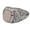 Rose Quartz Thick Sterling Silver Unisex Stadium Ring
