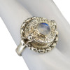 Detailed Art Nouveau Moonstone Sterling Silver Locket Ring