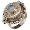 Detailed Art Nouveau Moonstone Sterling Silver Locket Ring