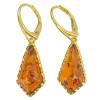 14K Gold Plated Cognac Amber Kite Hook Earrings