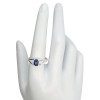 Open Faceted Oval Sapphire Sterling Silver Ring