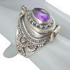 Amethyst Sterling Silver Locket Ring