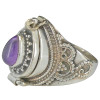 Amethyst Sterling Silver Locket Ring