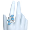 4-Stone Faceted Blue Chalcedony Silver Adjustable Ring