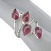 4-Stone Garnet Silver Adjustable Ring