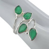 4-Stone Faceted Green Onyx Silver Adjustable Ring