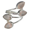 4-Stone Faceted Rose Quartz Silver Adjustable Ring
