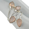 4-Stone Faceted Rose Quartz Silver Adjustable Ring