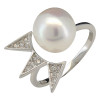 Triangle Burst Adjustable Pearl Sterling Silver Ring