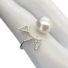 Triangle Burst Adjustable Pearl Sterling Silver Ring