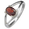 Open Faceted Oval Garnet Sterling Silver Ring