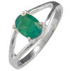Open Faceted Oval Emerald Sterling Silver Ring