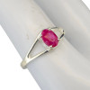 Open Faceted Oval Ruby Sterling Silver Ring