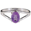 Open Faceted Oval Amethyst Sterling Silver Ring