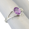 Open Faceted Oval Amethyst Sterling Silver Ring