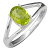 Open Faceted Oval Peridot Sterling Silver Ring