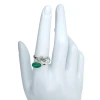 Green Onyx Leaf Design Silver Adjustable Ring