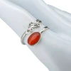 Red Onyx Leaf Design Sterling Silver Ring