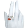 Red Onyx Leaf Design Sterling Silver Ring