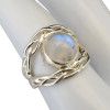 Moonstone Sterling Silver Round Ring With Intertwined Band
