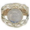 Moonstone Sterling Silver Round Ring With Intertwined Band