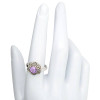 Faceted Amethyst Flower Style Silver Ring