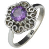 Faceted Amethyst Flower Style Silver Ring