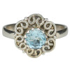 Faceted Blue Topaz Flower Style Silver Ring