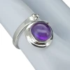 Amethyst Sterling Silver Adjustable Ring.