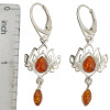 Cognac Amber Sterling Silver Lotus Earrings