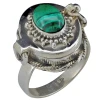Malachite Sterling Silver Poison Ring