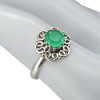 Faceted Green Onyx Flower Style Silver Ring