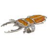 Scarab Cognac Amber Sterling Silver Adjustable Ring