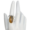Intertwined Band Faceted Tiger Eye Sterling Silver Ring