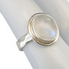 Moonstone Detailed Border Sterling Silver Ring