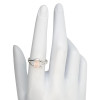 Rose Quartz Faceted Teardrop Open Frame Sterling Silver Ring