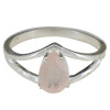 Rose Quartz Faceted Teardrop Open Frame Sterling Silver Ring