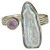 Baroque Pearl with Small Faceted Gemstone Sterling Silver Ring