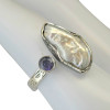Baroque Pearl with Small Faceted Gemstone Sterling Silver Ring