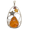 Multicolor Amber Star Sterling Silver Pendant