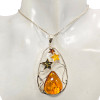 Multicolor Amber Star Sterling Silver Pendant