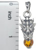 Amber Silver Dragon Head Pendant