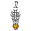 Amber Silver Dragon Head Pendant