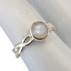 Faceted Moonstone Woven-Style Sterling Silver Ring