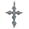 Faceted Blue Chalcedony Cross Sterling Silver Pendant