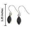 Faceted Black Onyx Marquise Sterling Silver Hook Earrings