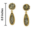 14K Gold Plated Green Amber Teardrop Sterling Silver Post Dangle Earrings