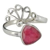 Faceted Composite Ruby Sterling Silver Adjustable Ring